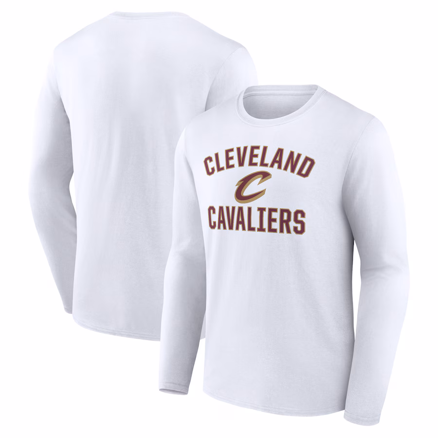 Men's Cleveland Cavaliers White Victory Arch Logo Long Sleeve T-Shirt