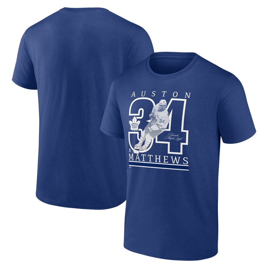 Men's Toronto Maple Leafs Auston Matthews Fanatics Blue Authentic Stack Name & Number T-Shirt