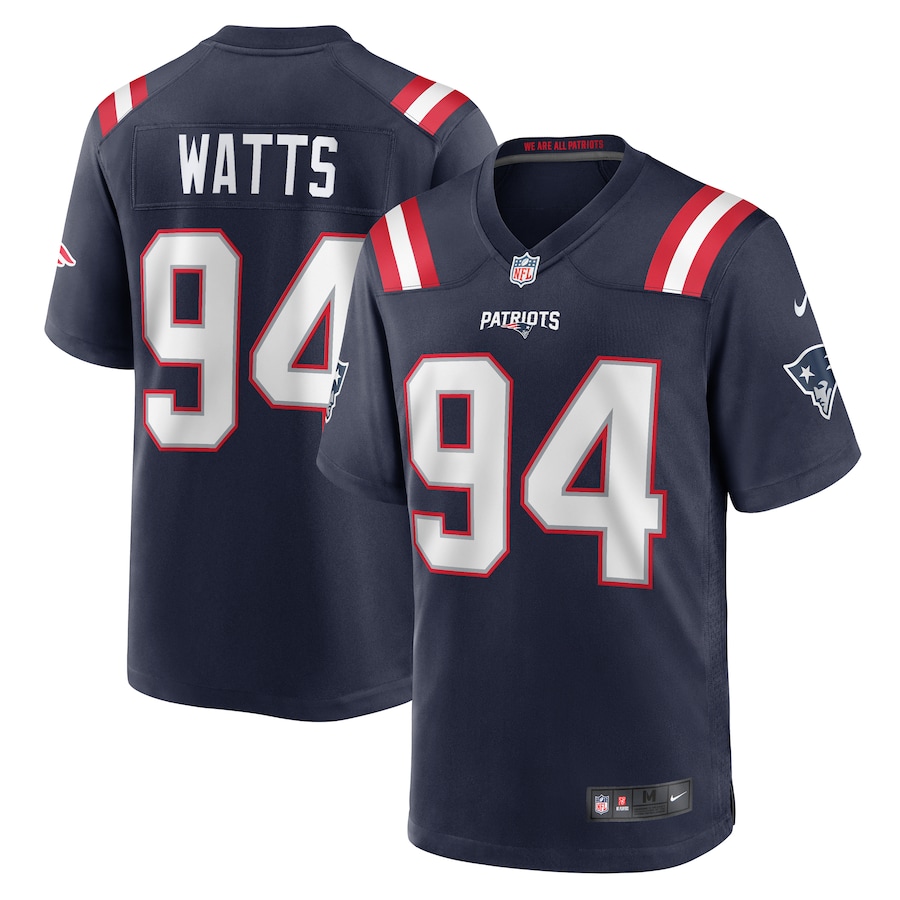 Men's New England Patriots Armon Watts Nike Navy Game Jersey