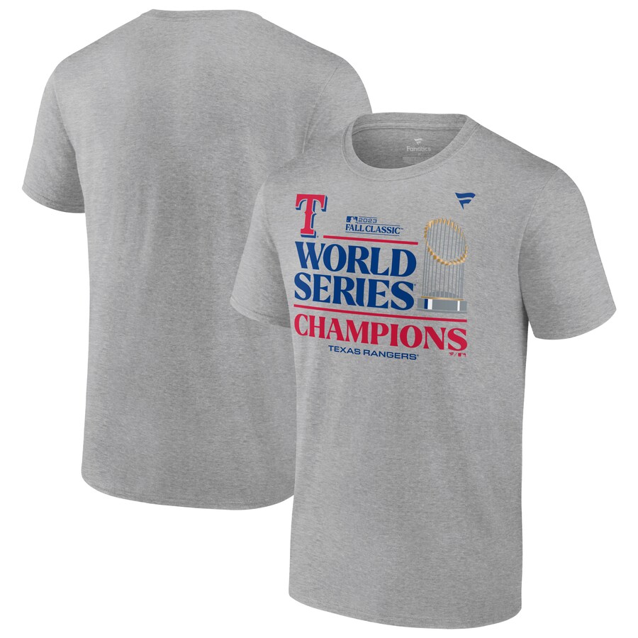 Men's Texas Rangers Fanatics Heather Gray 2023 World Series Champions Locker Room T-Shirt