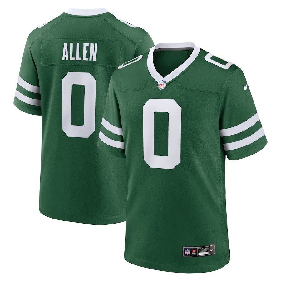 Men's New York Jets Braelon Allen Nike Legacy Green Game Jersey