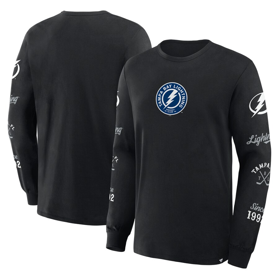 Men's Tampa Bay Lightning Fanatics Black Boxed In Legacy Long Sleeve T-Shirt
