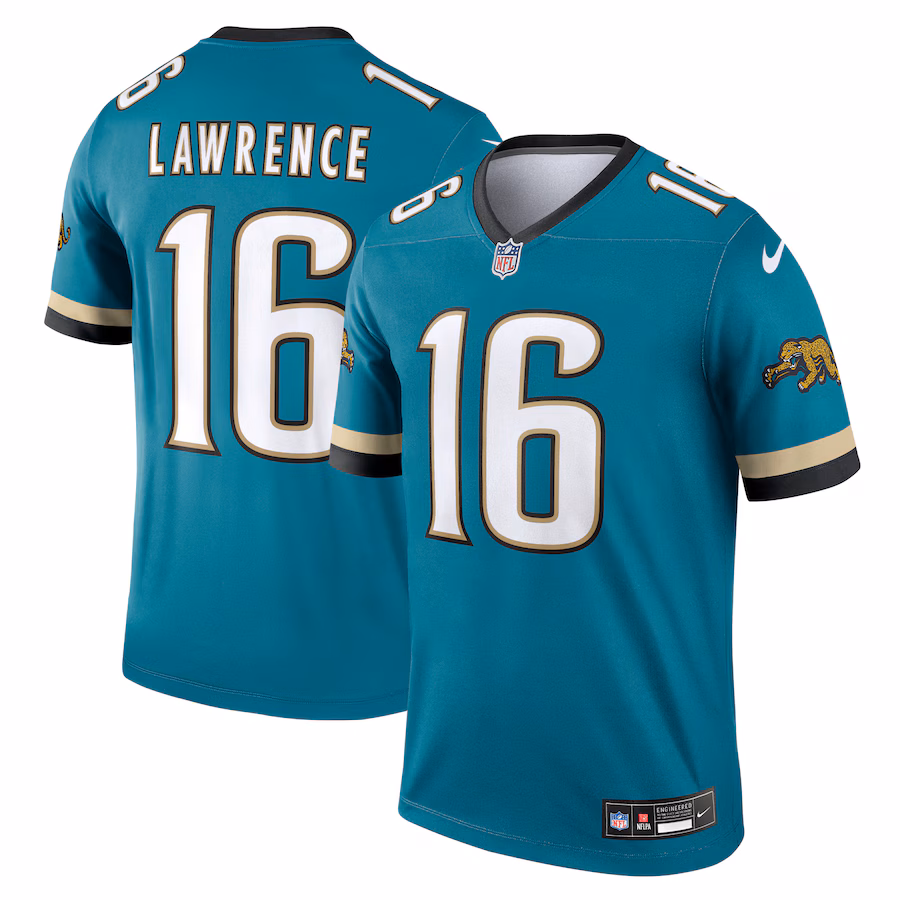 Men's Jacksonville Jaguars Trevor Lawrence Nike Teal Prowler Throwback Legend Jersey