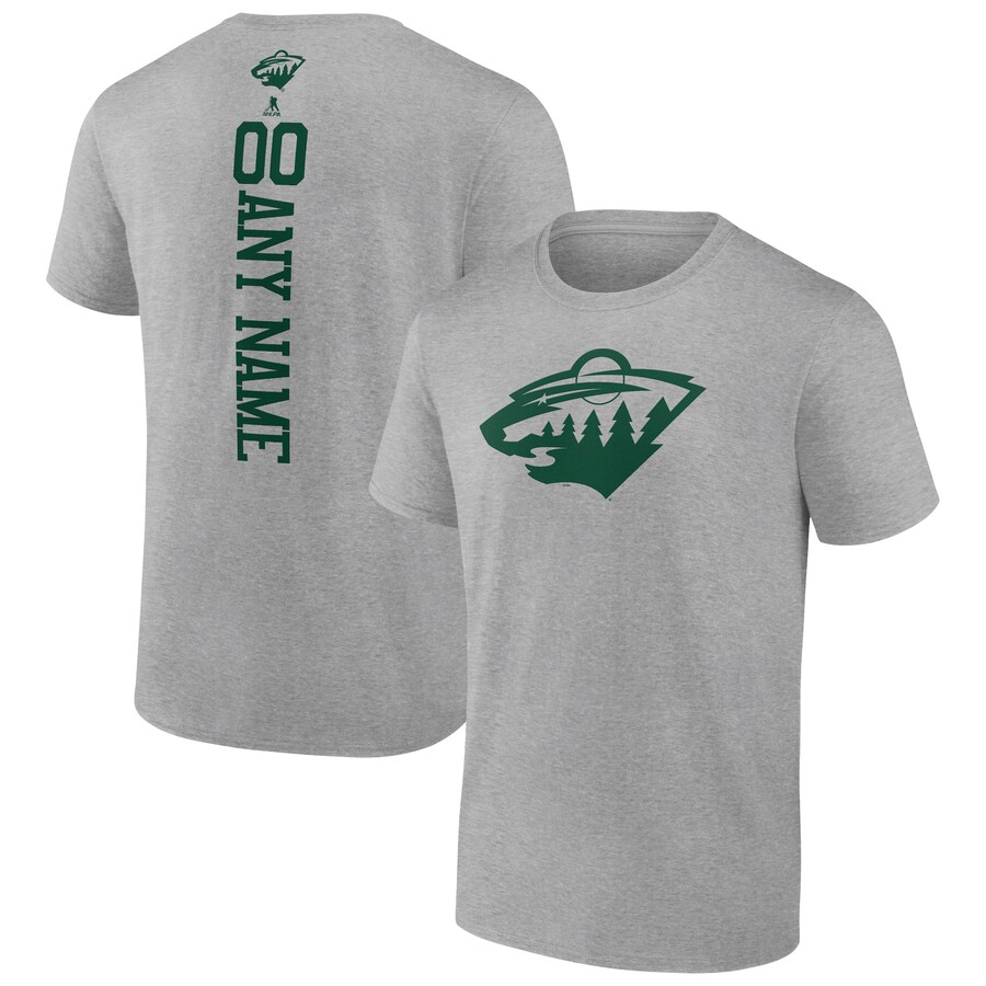 Men's Minnesota Wild Heather Gray Personalized Name & Number T-Shirt