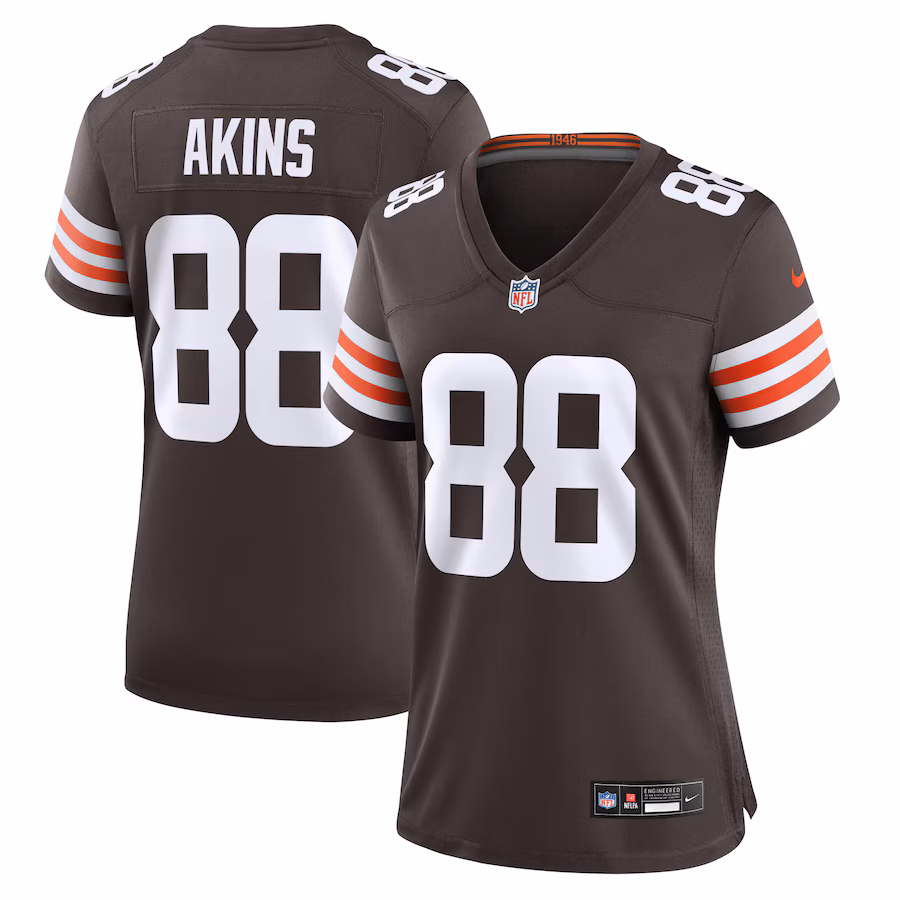 Women's Cleveland Browns Jordan Akins Nike Brown Game Jersey