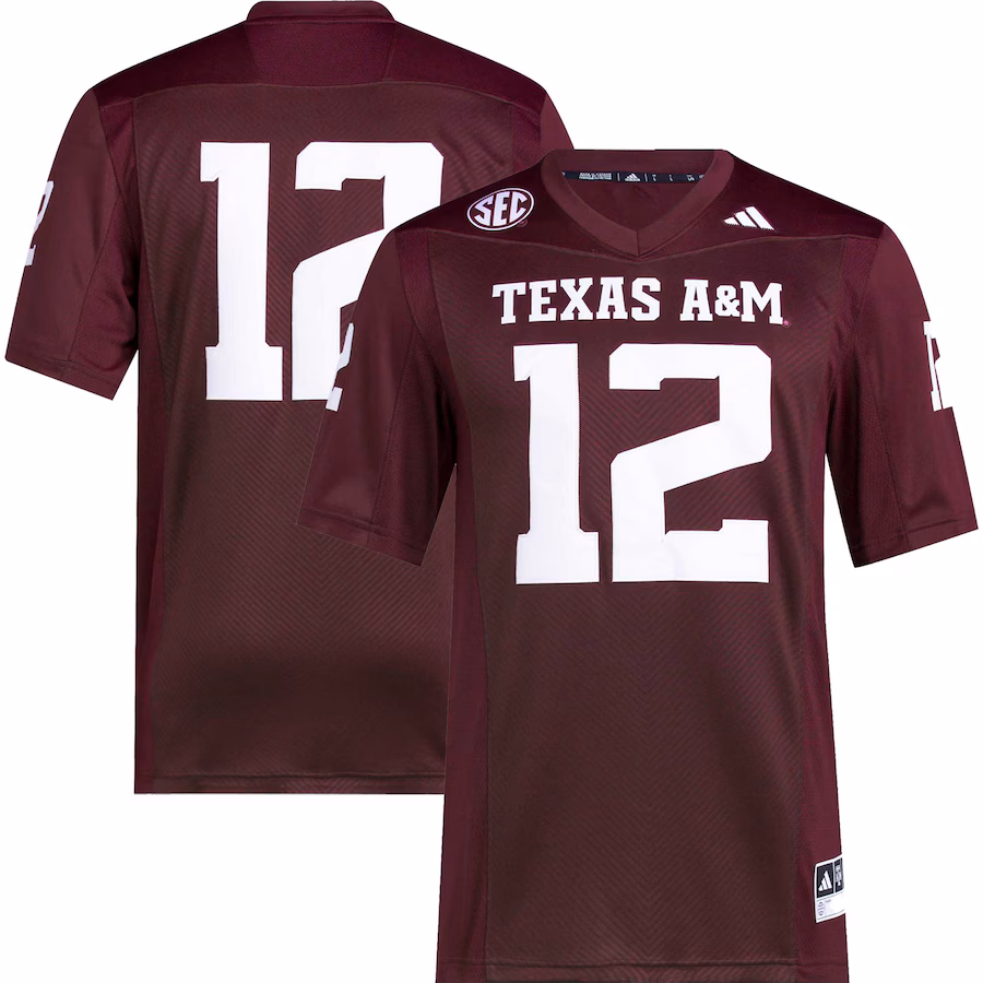 #12 Texas A&M Aggies adidas Premier Football Jersey - Maroon
