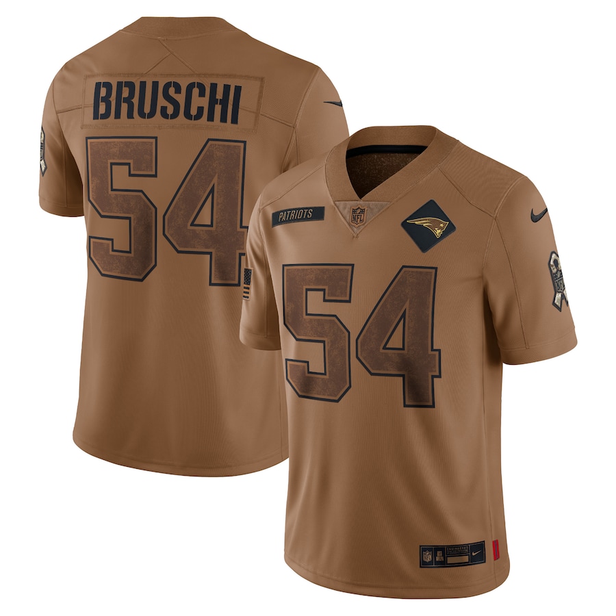 Men's New England Patriots Tedy Bruschi Nike Brown Salute To Service Retired Player Limited Jersey
