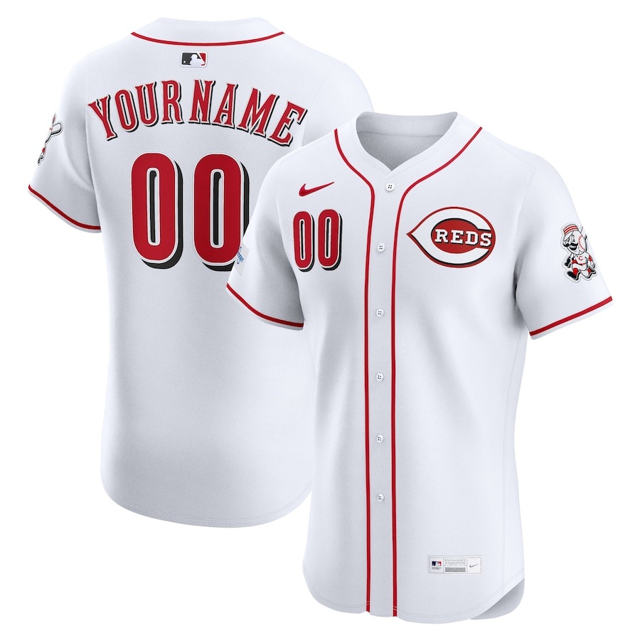 Men's Cincinnati Reds Nike White Home Elite Custom Patch Jersey