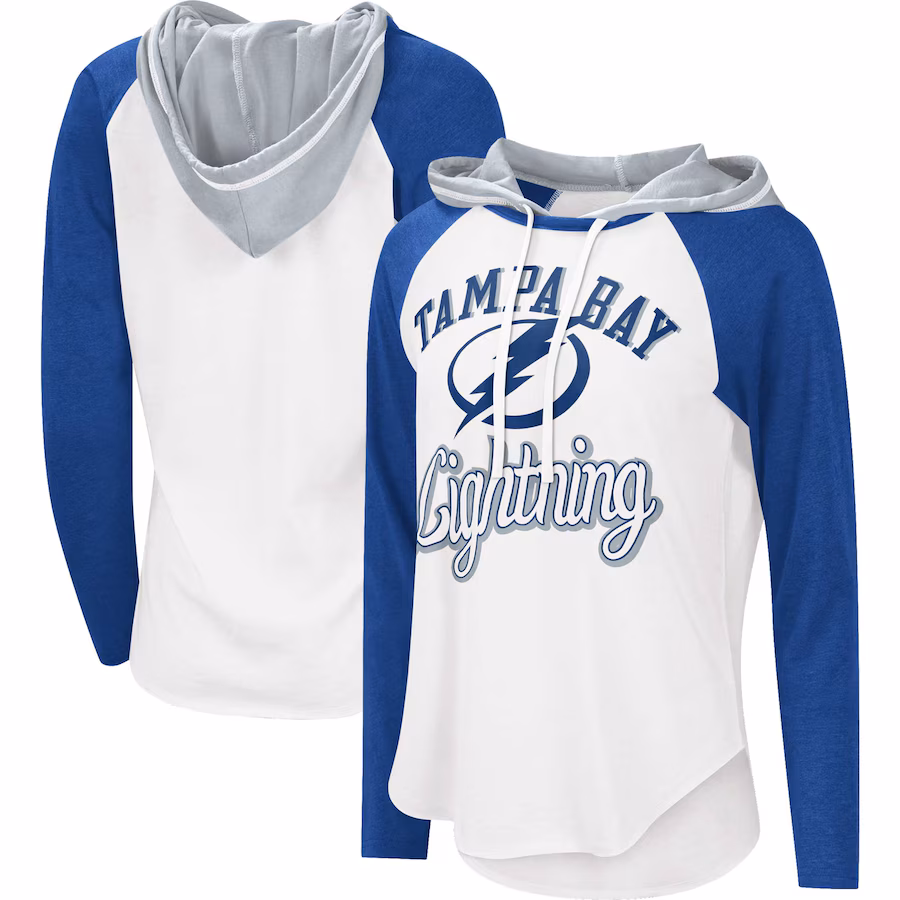 Women's Tampa Bay Lightning G-III Sports by Carl Banks White/Blue MVP Raglan Lightweight Hooded T-Shirt