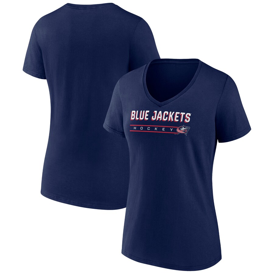 Women's Columbus Blue Jackets Fanatics Navy V-Neck T-Shirt