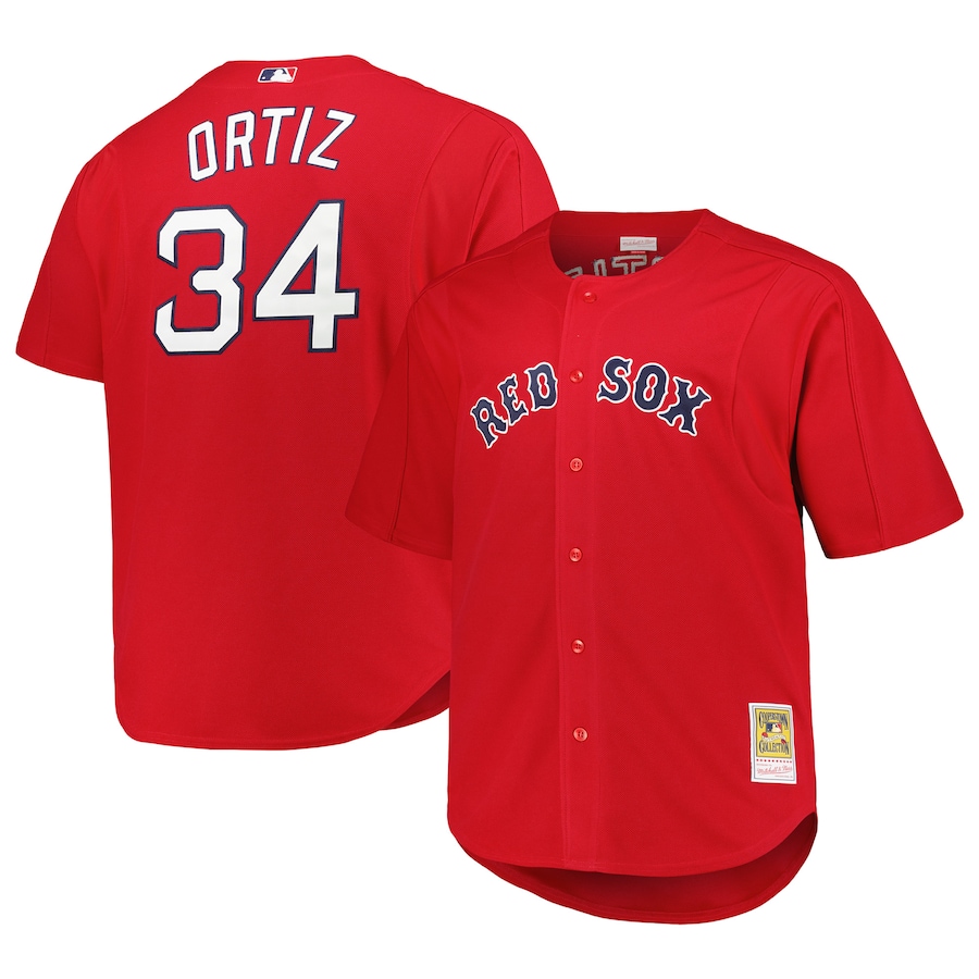 Men's Boston Red Sox David Ortiz Mitchell & Ness Red Big & Tall Cooperstown Collection Batting Practice Replica Jersey