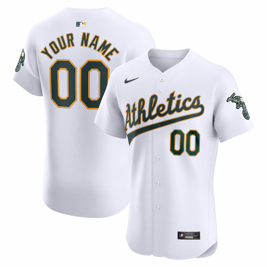 Men's Oakland Athletics Nike White Home Elite Custom Jersey