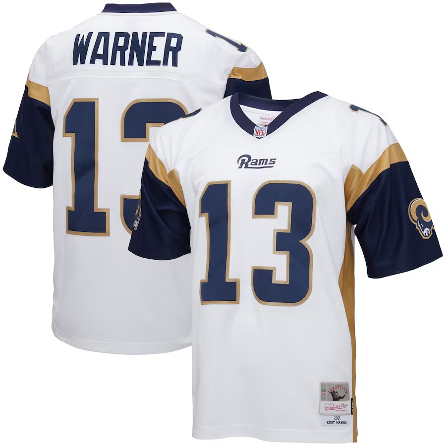 Men's Los Angeles Rams Kurt Warner Mitchell & Ness White Legacy Replica Jersey