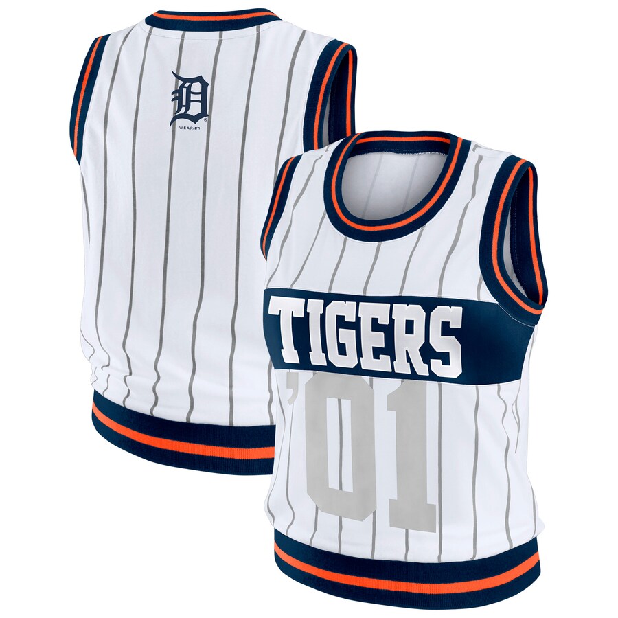 Women's Detroit Tigers WEAR by Erin Andrews White Sporty Tank Top