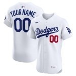 Men's Los Angeles Dodgers Nike White Home Elite Sponsor Patch Custom Jersey