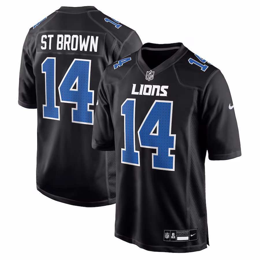 Men's Detroit Lions Amon-Ra St. Brown Nike Carbon Black Carbon Fashion Jersey