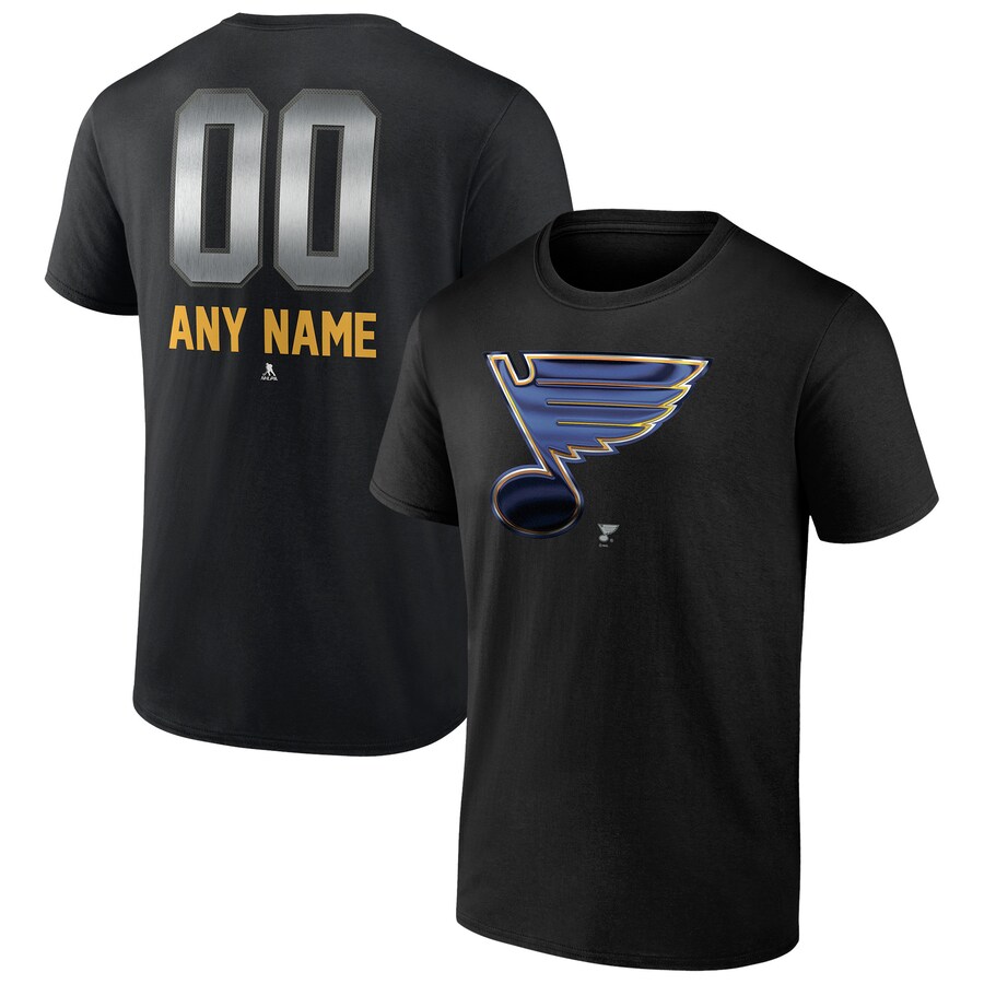 Men's St. Louis Blues Black Personalized Midnight Mascot Logo T-Shirt