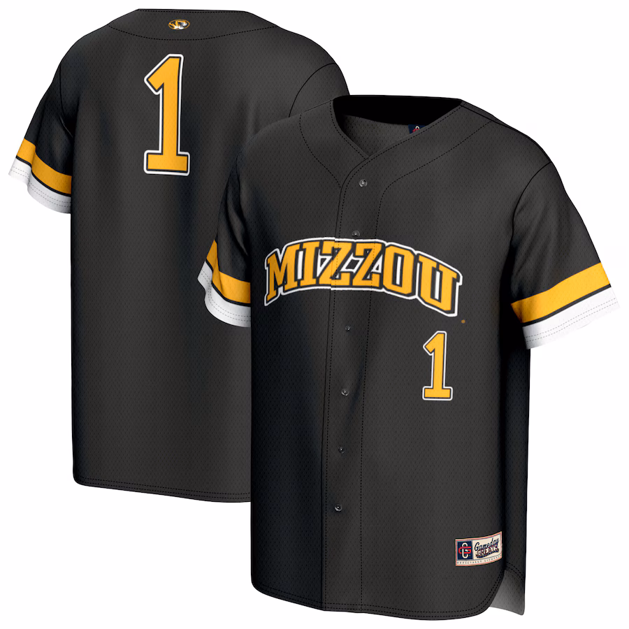 Youth GameDay Greats #1 Black Missouri Tigers Lightweight Collegiate Baseball Fashion Jersey