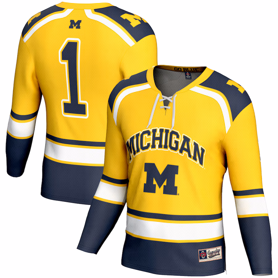 Youth GameDay Greats #1 Maize Michigan Wolverines Hockey Jersey