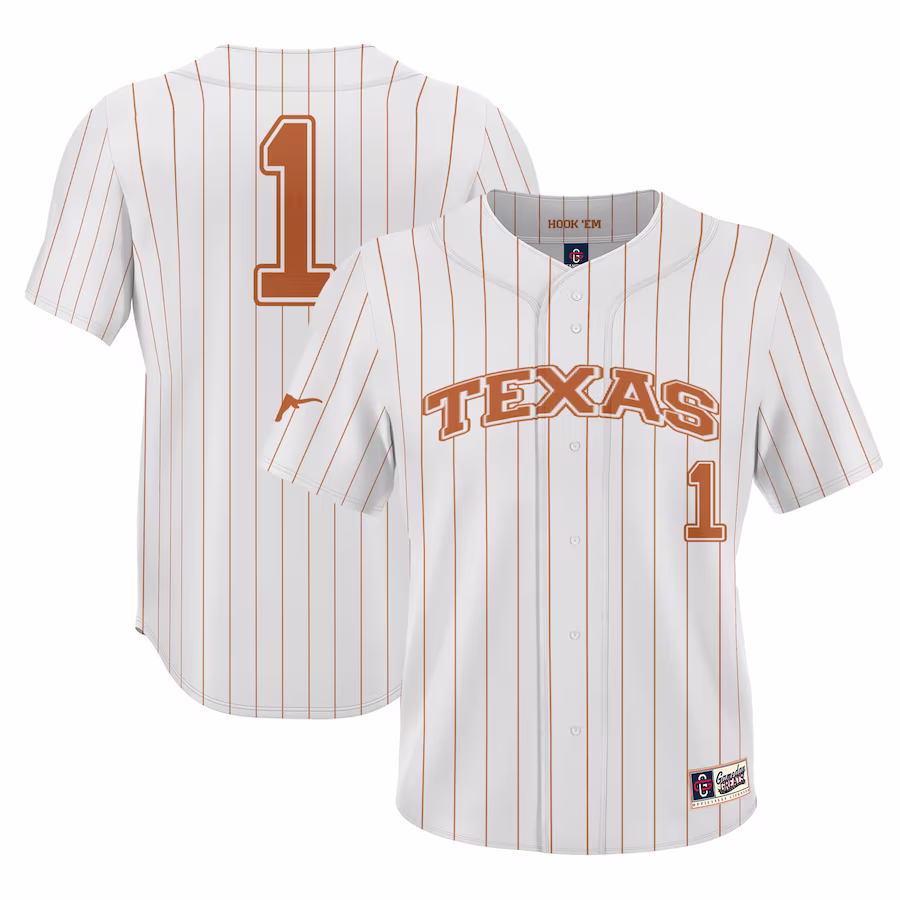 #1 Texas Longhorns GameDay Greats Lightweight Baseball Jersey - White