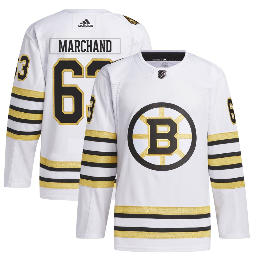 Men's Boston Bruins Brad Marchand adidas White  Primegreen Authentic Pro Player Jersey