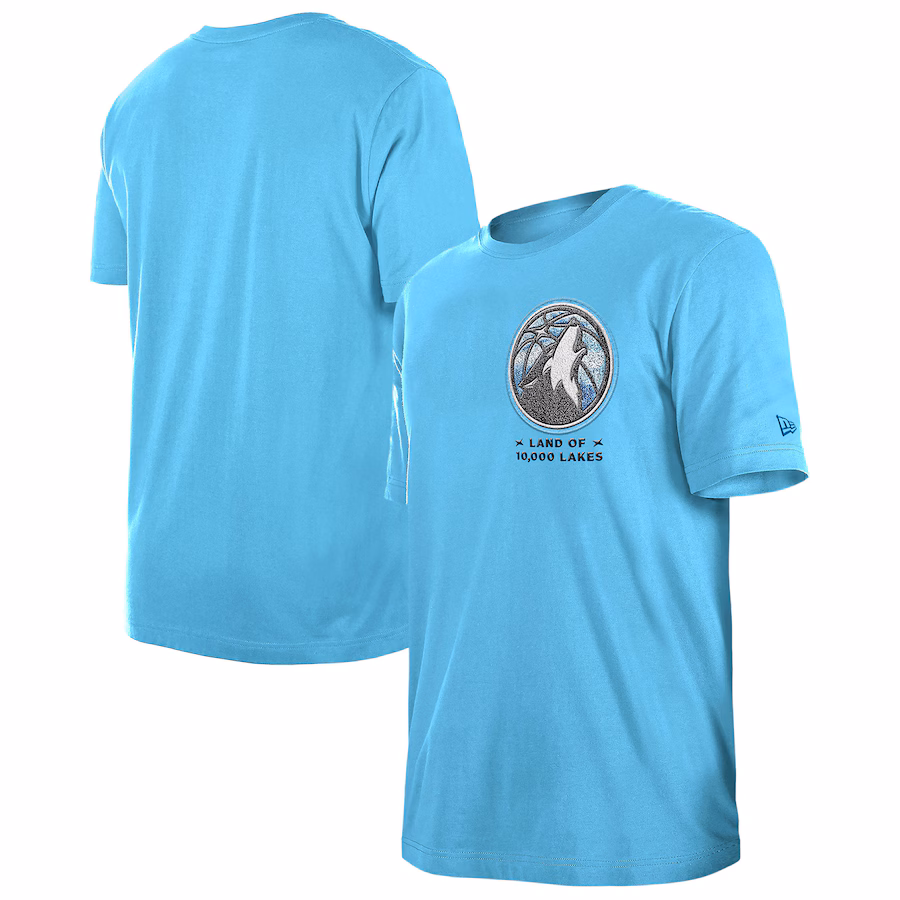 Men's Minnesota Timberwolves  New Era Blue 2024/25 City Edition Chenille Heavyweight T-Shirt