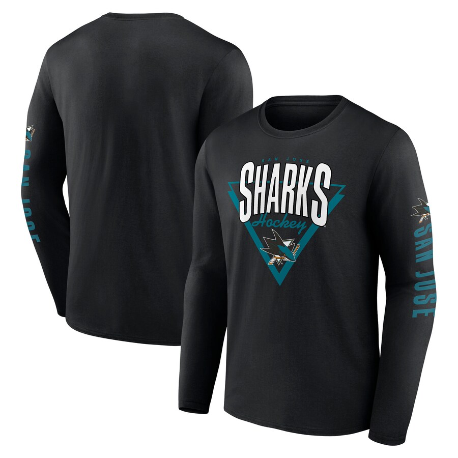 Men's San Jose Sharks Fanatics Black Headline Long Sleeve T-Shirt