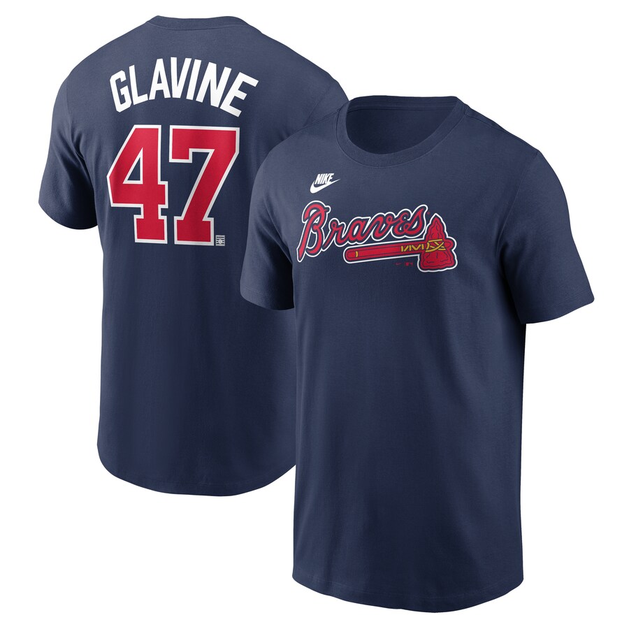 Men's Atlanta Braves Tom Glavine Nike Navy Fuse Name & Number T-Shirt