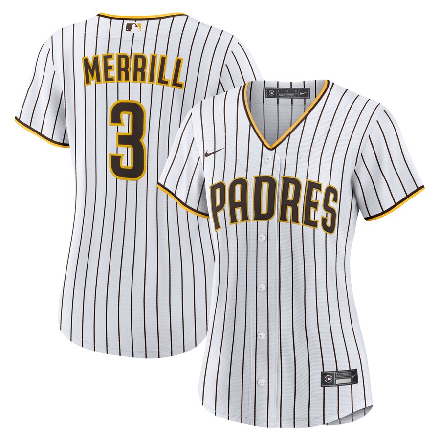 Women's San Diego Padres Jackson Merrill Nike White Home Replica Jersey