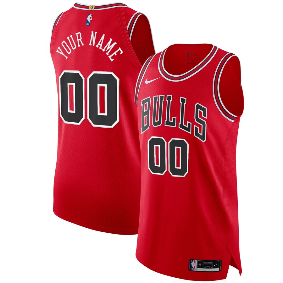 Men's Chicago Bulls Nike Red Authentic Custom Jersey - Icon Edition