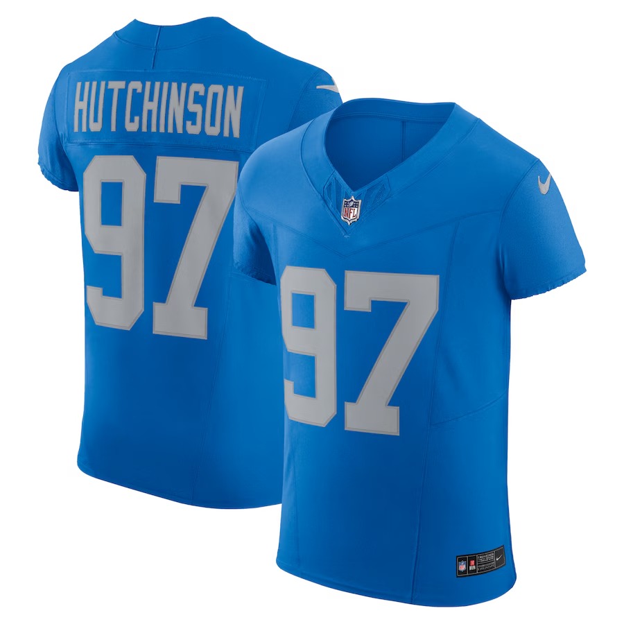 Men's Detroit Lions Aidan Hutchinson Nike Blue Alternate Vapor F.U.S.E. Elite Jersey