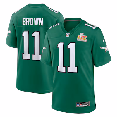 Men's Philadelphia Eagles A.J. Brown Nike Kelly Green Super Bowl LIX 2nd Alternate Game Jersey