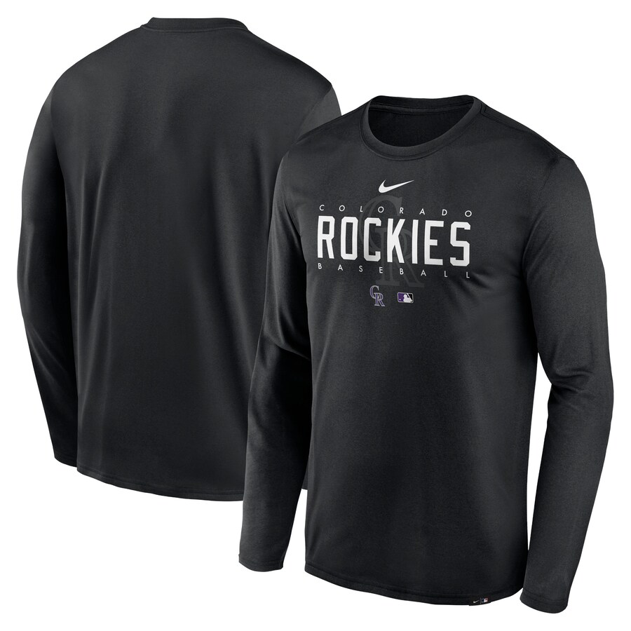 Men's Colorado Rockies Nike Black Authentic Collection Team Logo Legend Performance Long Sleeve T-Shirt