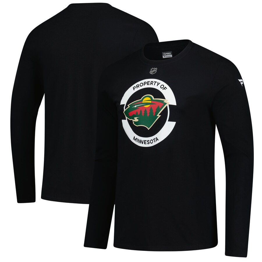 Men's Minnesota Wild Fanatics Black Authentic Pro Practice Long Sleeve T-Shirt