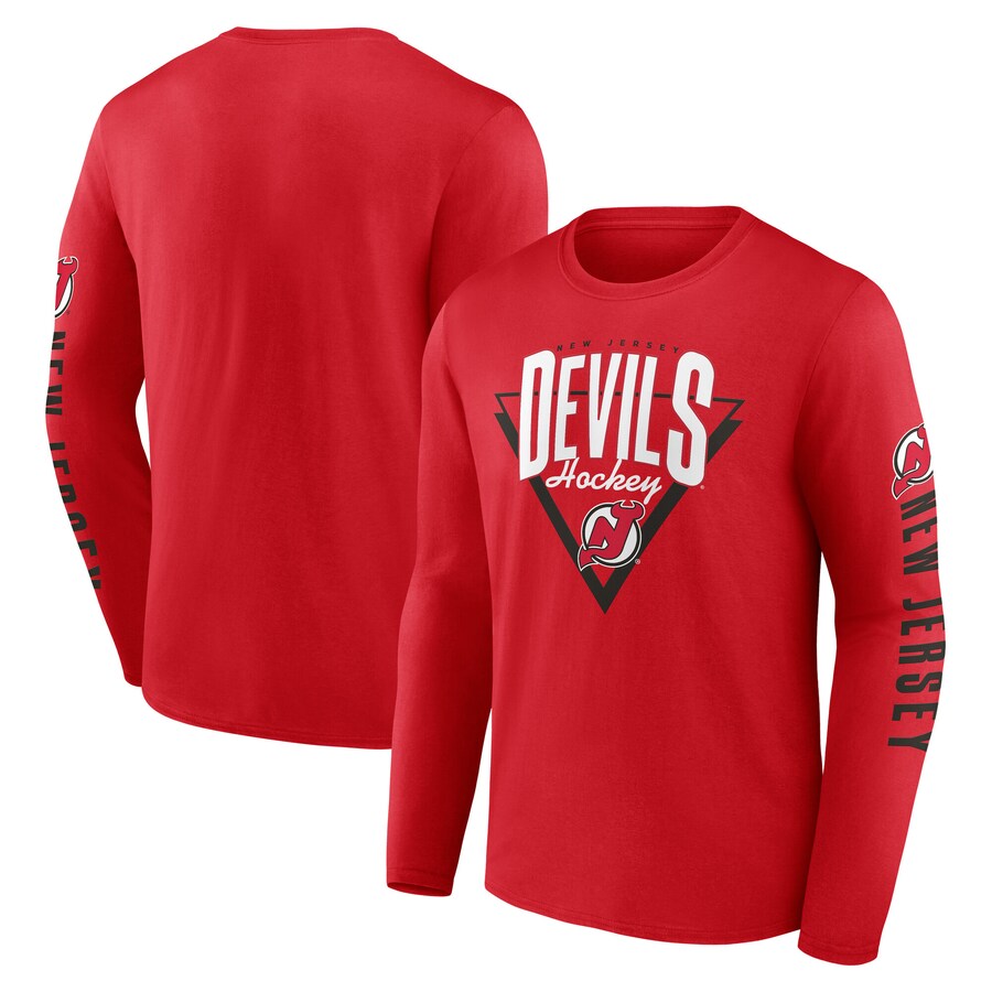 Men's New Jersey Devils Fanatics Red Headline Long Sleeve T-Shirt