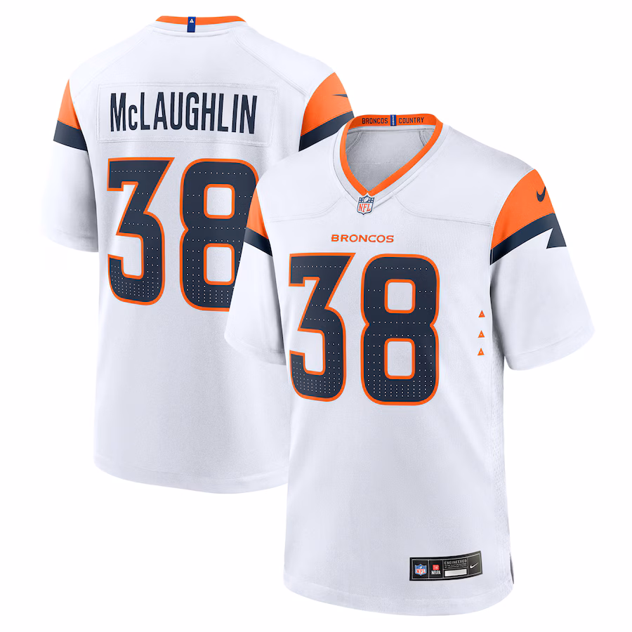 Men's Denver Broncos Jaleel McLaughlin Nike White Game Jersey