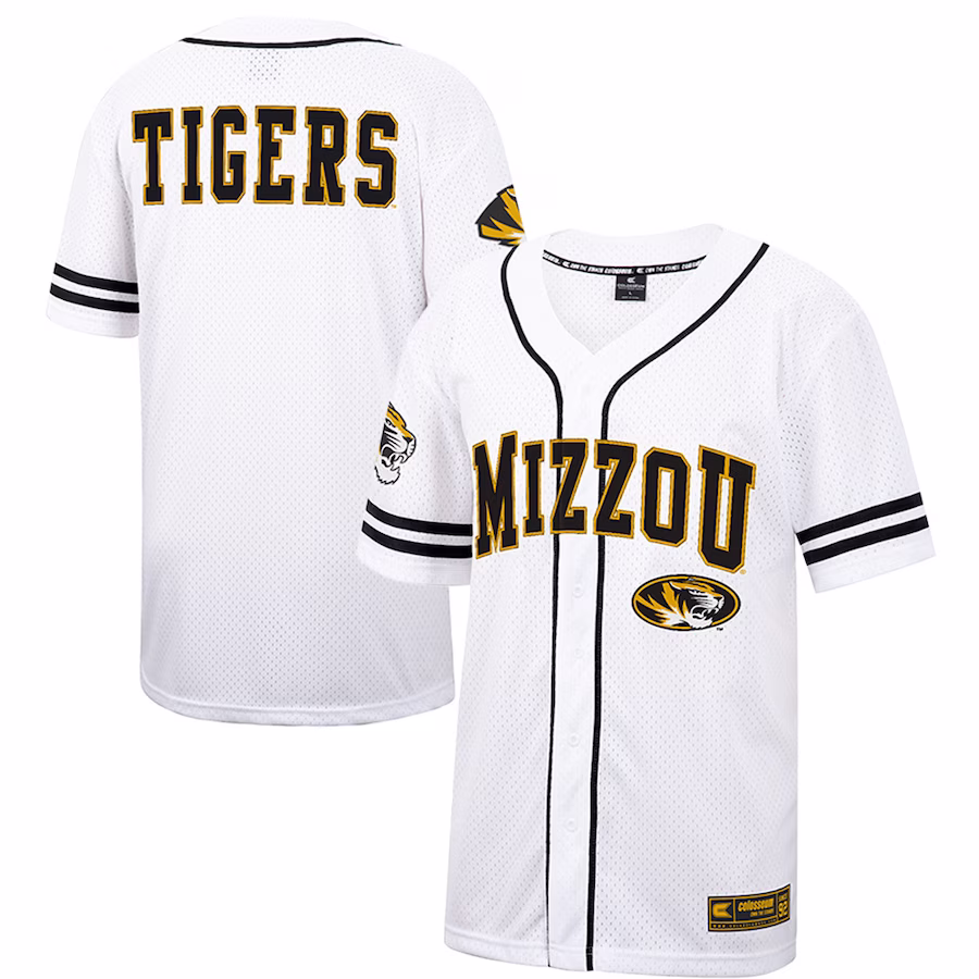 Missouri Tigers Colosseum Free Spirited Mesh Button-Up Baseball Jersey - White