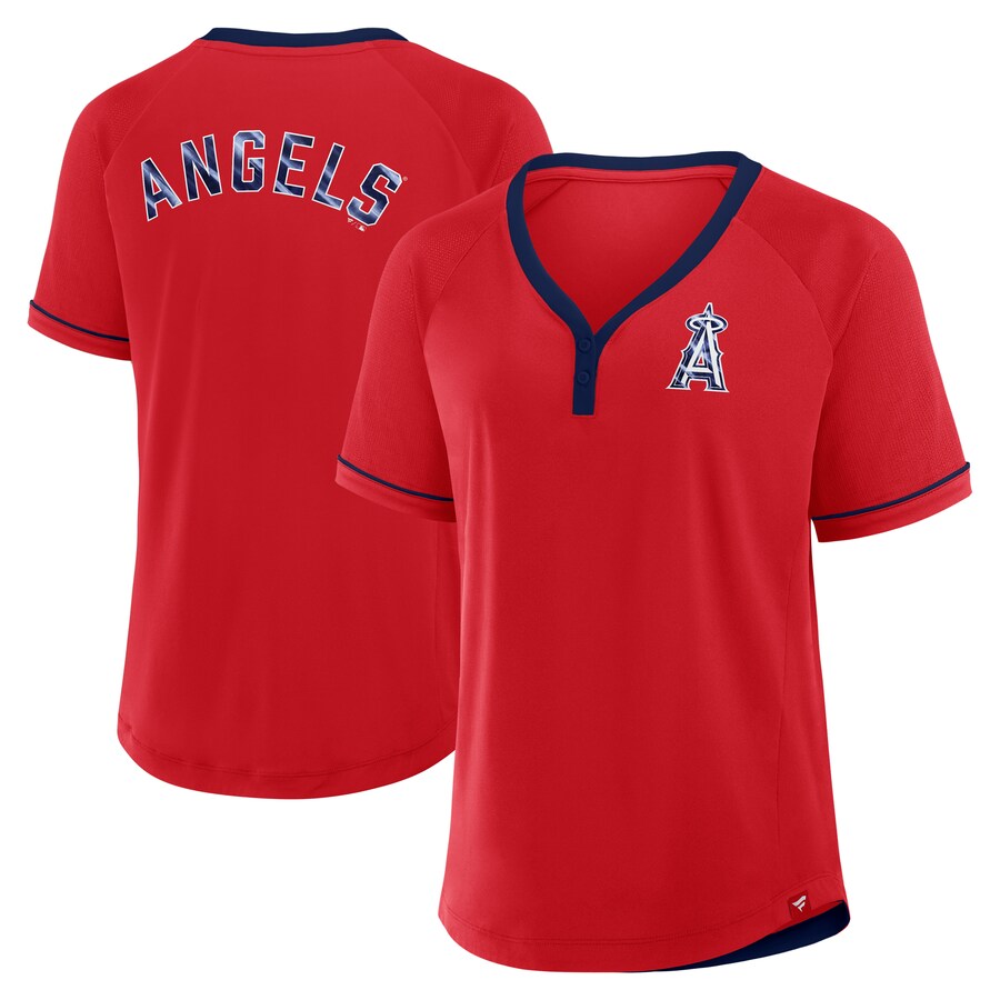 Women's Los Angeles Angels Fanatics Red League Diva Star Raglan V-Neck T-Shirt