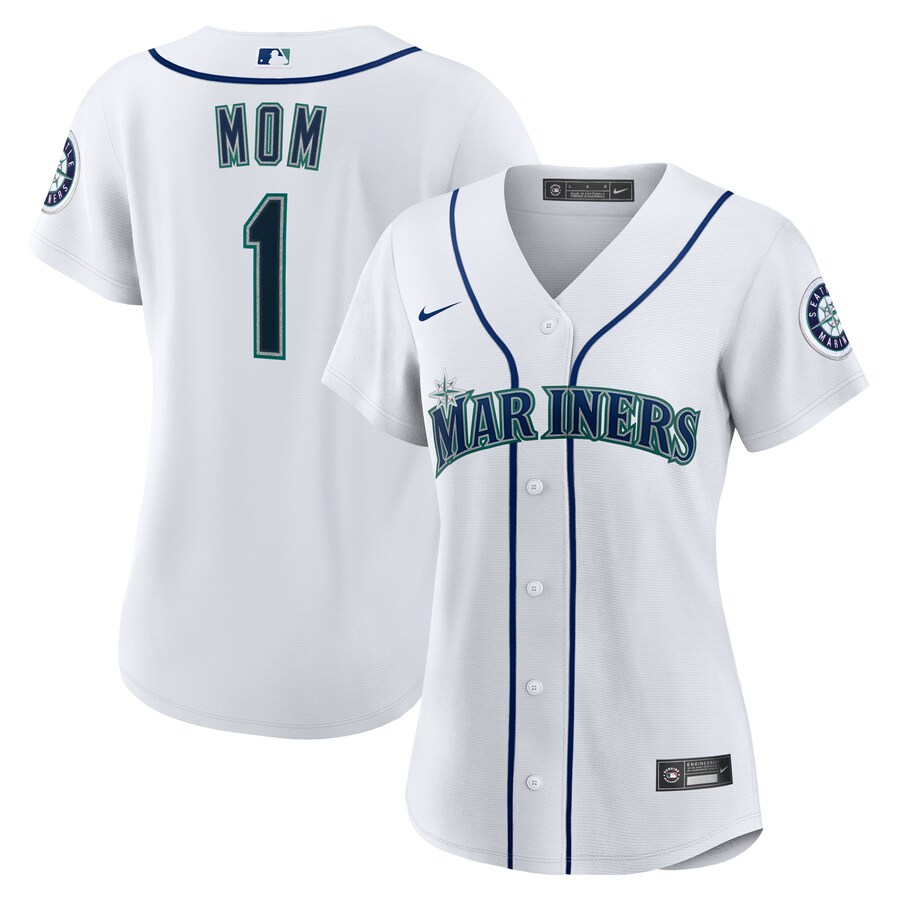 Women's Seattle Mariners Nike White #1 Mom Home Replica Jersey