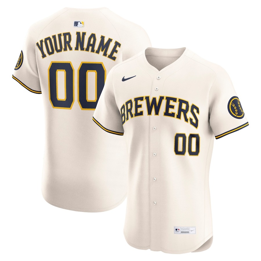 Youth Milwaukee Brewers Nike Cream Home Limited Custom Jersey