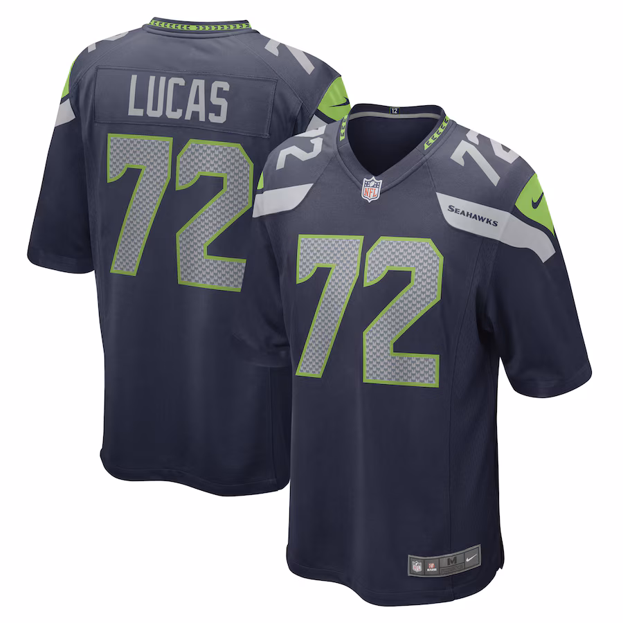 Men's Seattle Seahawks Abraham Lucas Nike College Navy Game Player Jersey