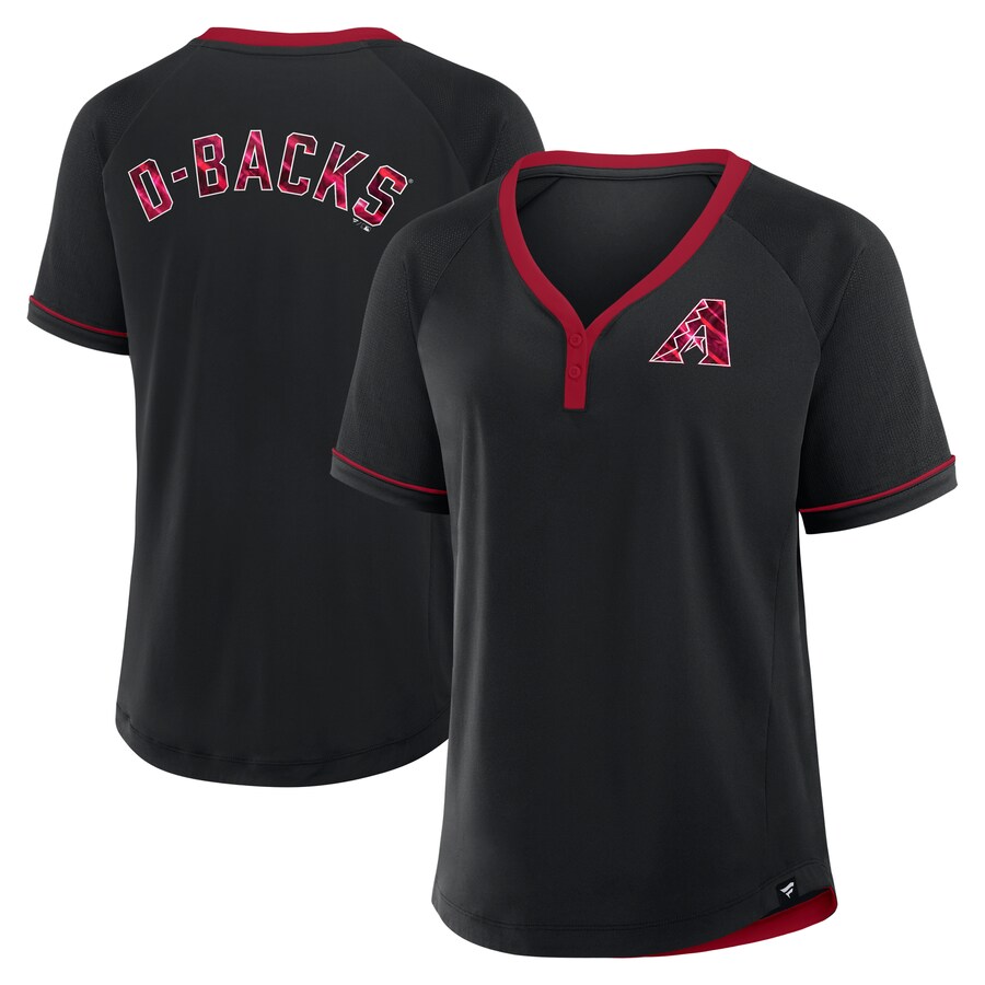 Women's Arizona Diamondbacks Fanatics Black League Diva Star Raglan V-Neck T-Shirt