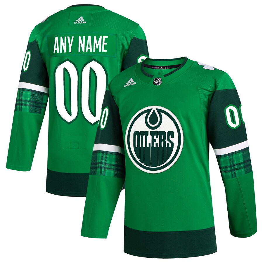 Men's Edmonton Oilers  adidas Kelly Green St. Patrick's Day Authentic Custom Jersey