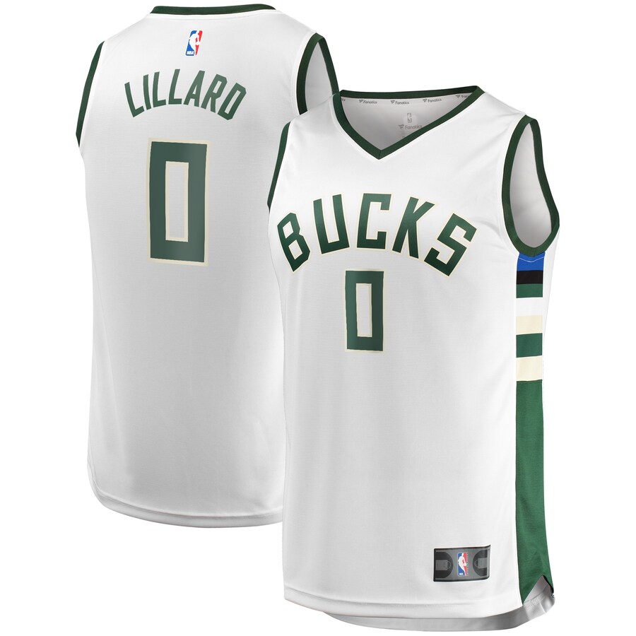 Youth Milwaukee Bucks Damian Lillard Fanatics White Fast Break Player Jersey - Association Edition