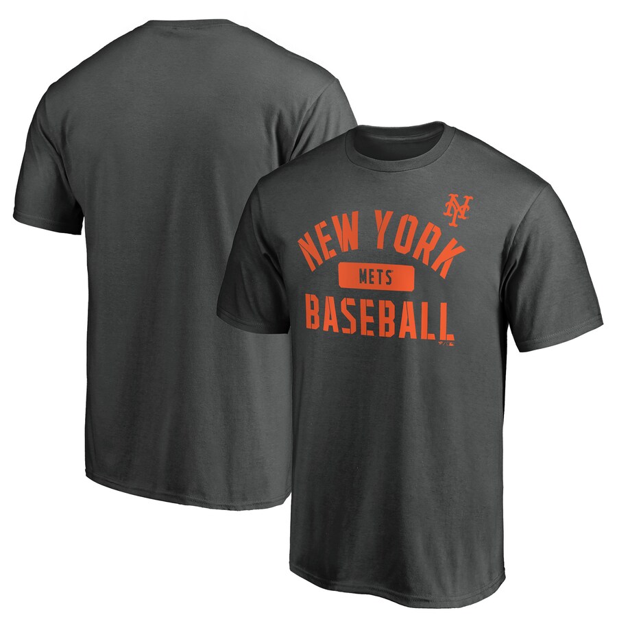 Men's New York Mets Charcoal Team Primary Pill T-Shirt
