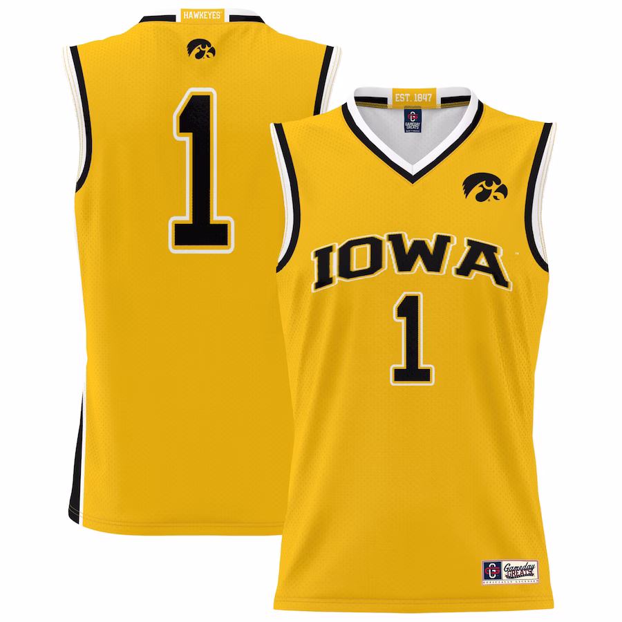 #1 Iowa Hawkeyes GameDay Greats Youth Lightweight Basketball Jersey - Gold