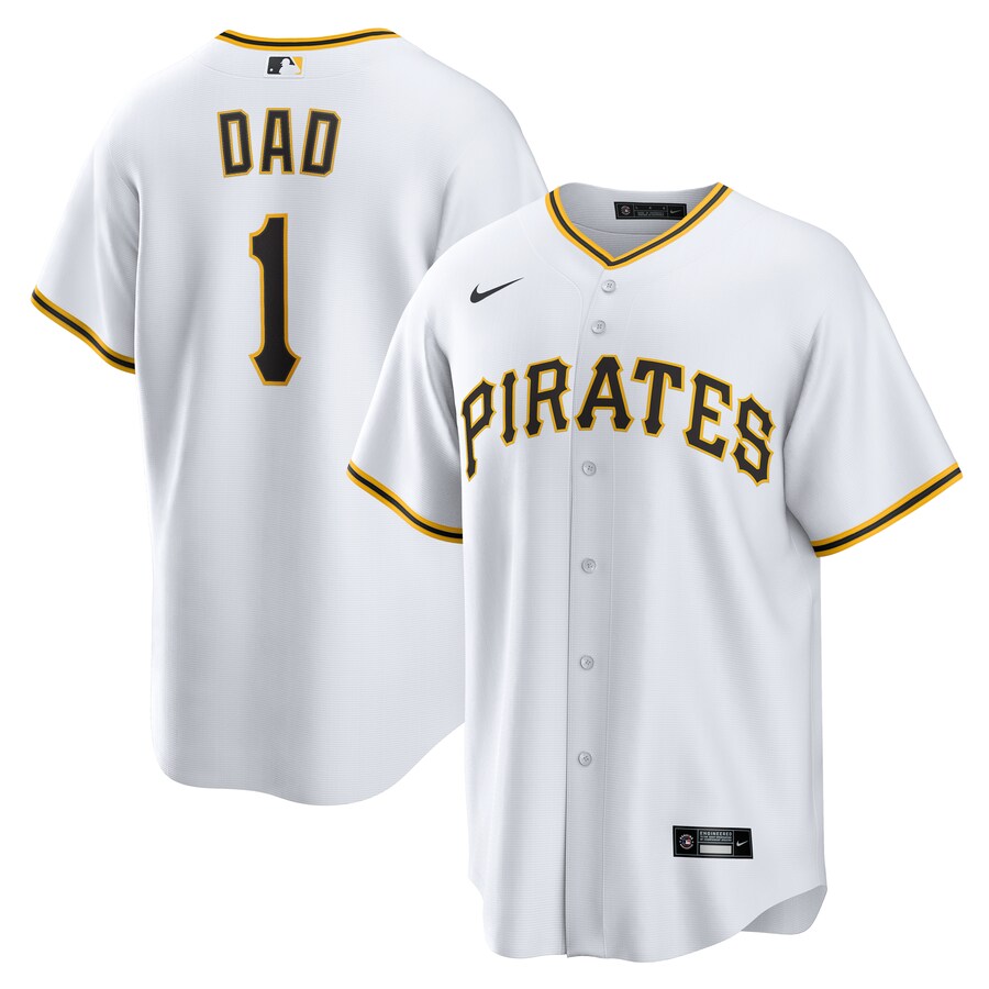 Men's Pittsburgh Pirates Nike White #1 Dad Home Replica Jersey