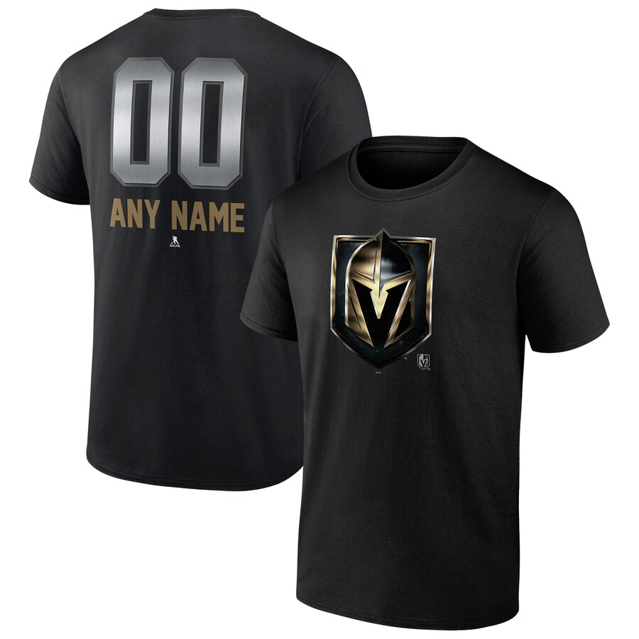 Men's Vegas Golden Knights Black Personalized Midnight Mascot Logo T-Shirt