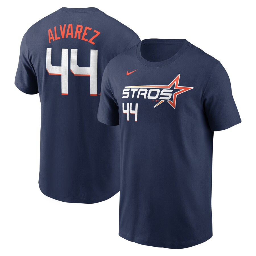 Men's Houston Astros Yordan Alvarez Nike Navy 2025 City Connect Fuse Name & Number T-Shirt