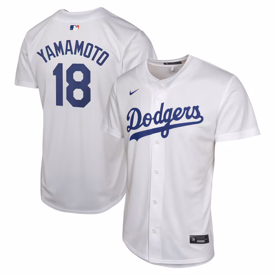 Youth Los Angeles Dodgers Yoshinobu Yamamoto Nike White Home Replica Player Jersey
